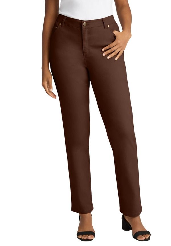 ジェシカロンドン レディース ボトムス デニムパンツ ストレート Jessica London True Fit Stretch Denim Straight Leg Jean Rich Brown 15,106円