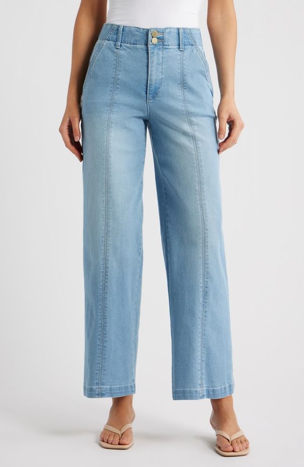 ウィットウィズダム レディース ボトムス デニムパンツ ワイドレッグ ジーンズ Wit Wisdom Emma Skyriseamed Wide Leg Jeans Powder Blue Artis