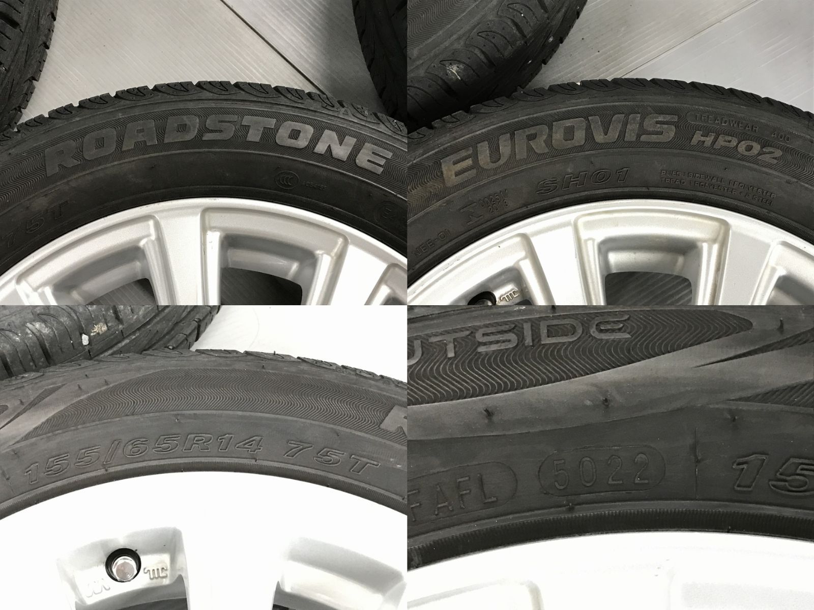 ◎すぐ使えます バリ溝 155/65R14 傷少良品 14inc 4.5J +45 100/4H