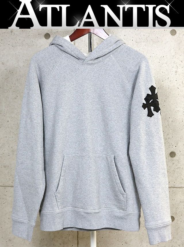 CHROME HEARTS 銀座店 クロムハーツ Y NOT セメタリークロスパッチ プルオーバー 裏起毛 パーカー メンズ size:M グレー 103727 CHROME HEARTS 銀座店 クロムハーツ Y NOT セメタリークロスパッチ