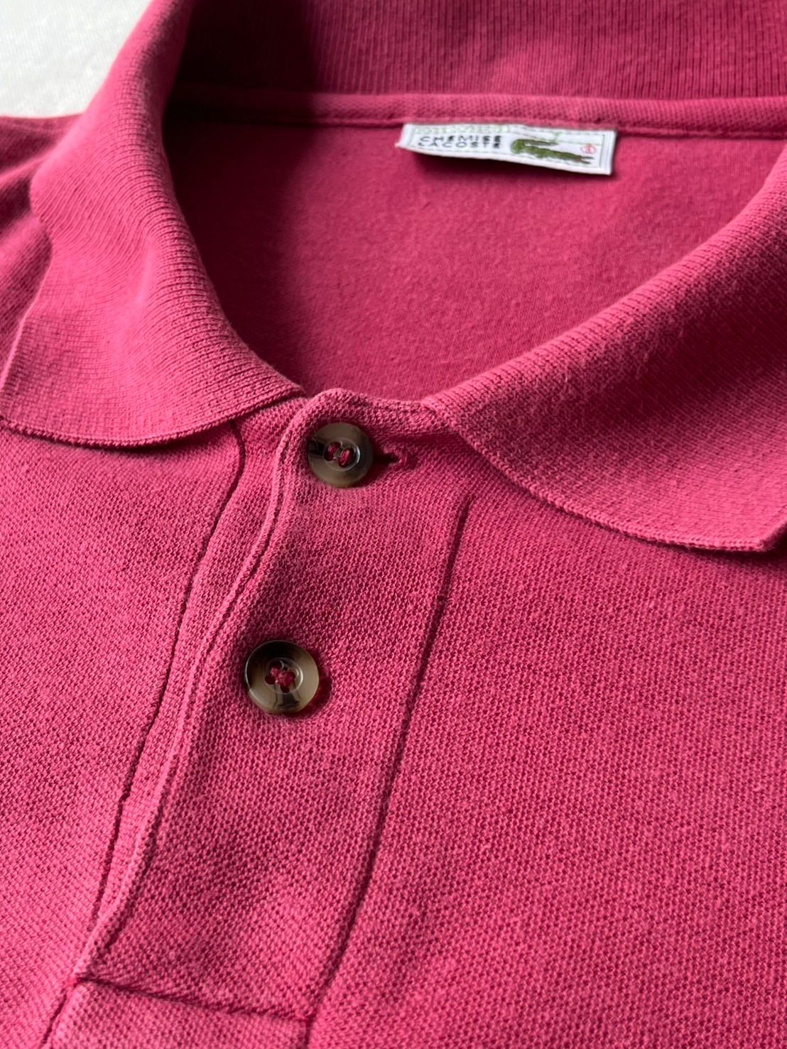 フランス製 80s 90s LACOSTE ポロ シャツ / 7 コットン レッド ピンク