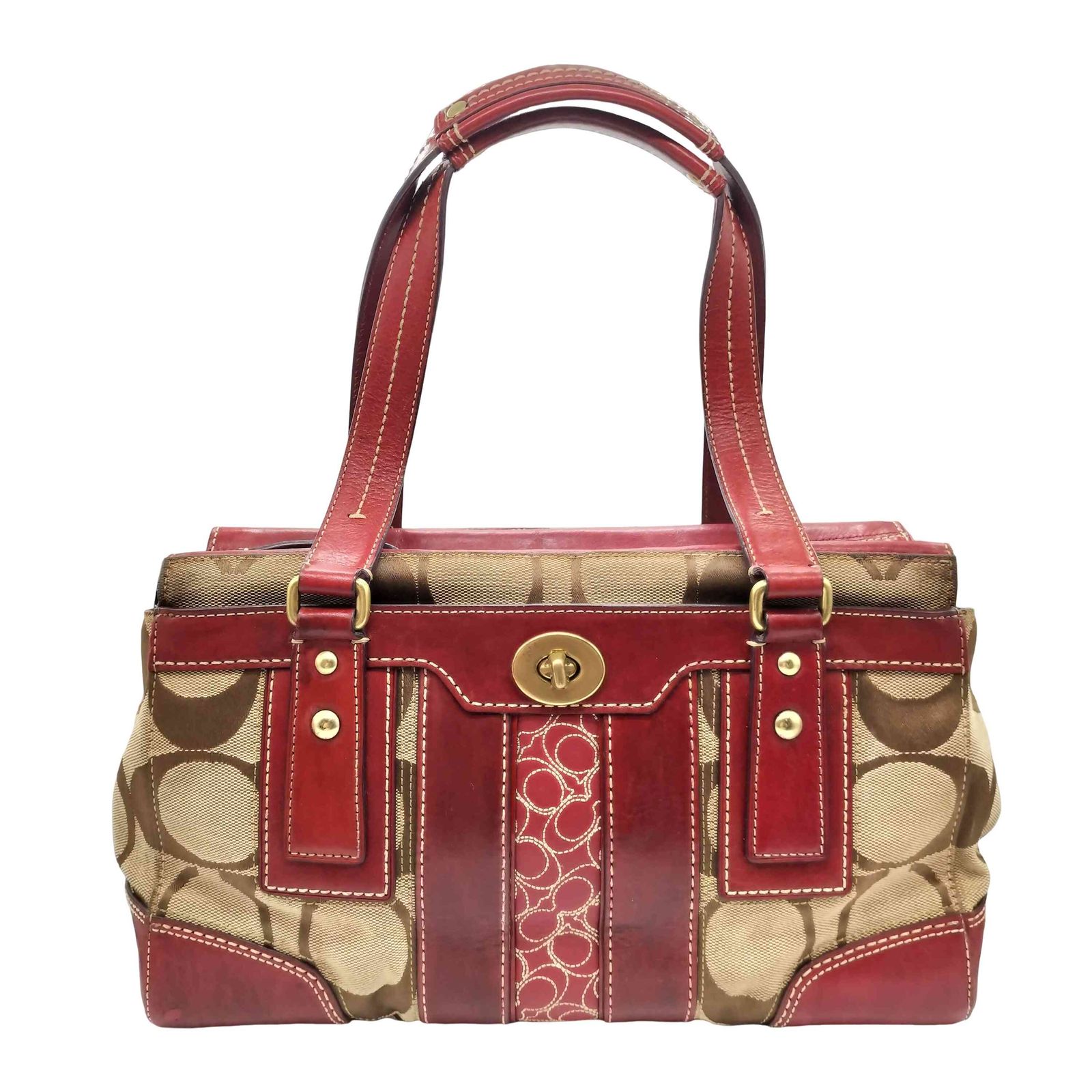 コーチ COACH ハンプトンズ ストライプ ミディアム シグネチャー