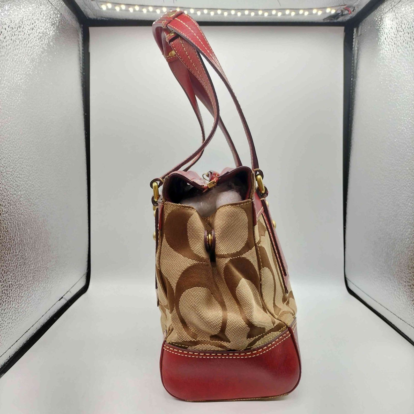 コーチ COACH ハンプトンズ ストライプ ミディアム シグネチャー