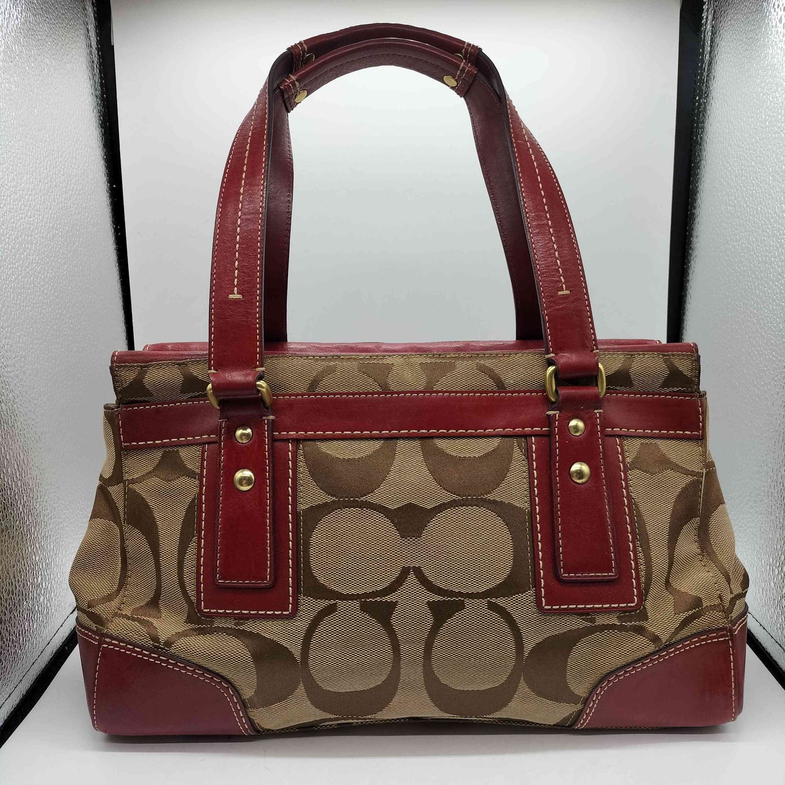 コーチ COACH ハンプトンズ ストライプ ミディアム シグネチャー
