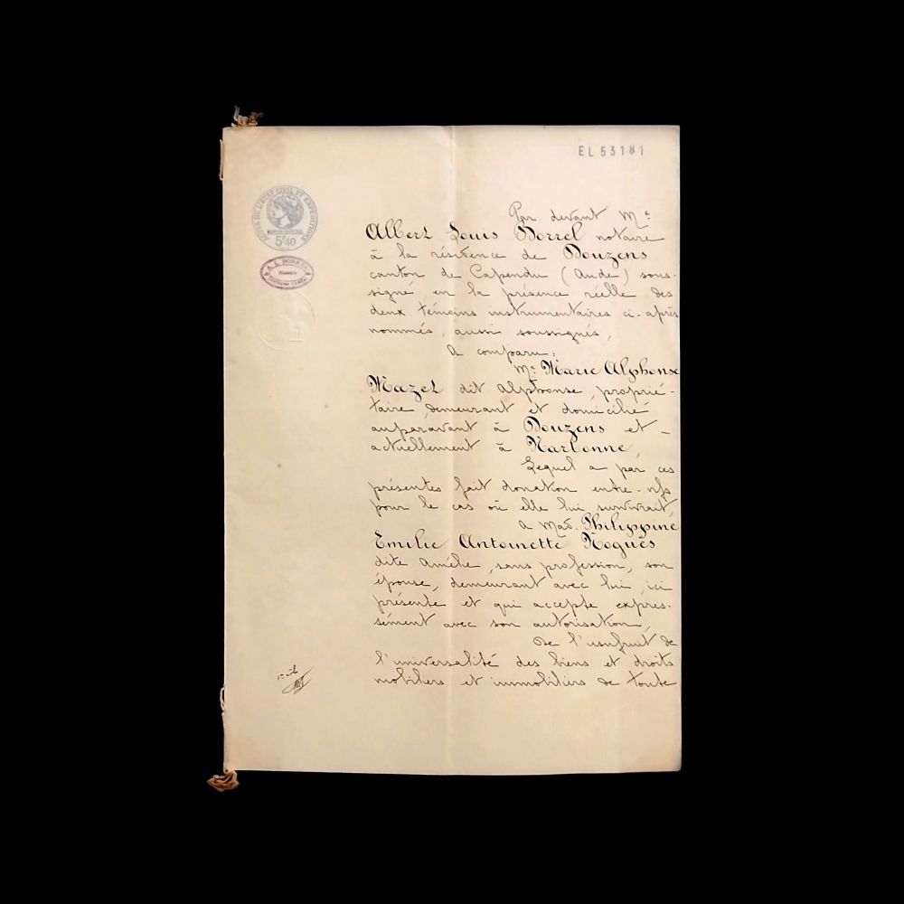 Old documents by a notary in southern France, 1929, French antiques, vintage handwritten calligraphy, antiques on paper