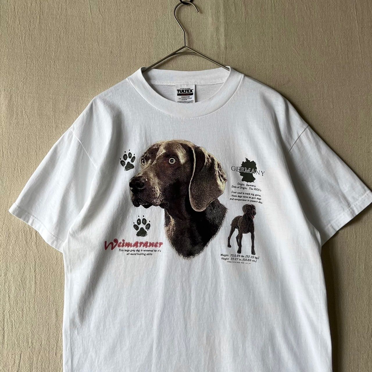 90s USA vintage Tシャツ / L コットン ホワイト プリント 犬 半袖
