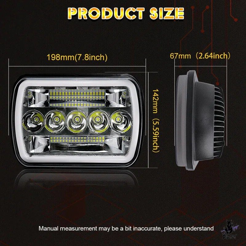 7インチ角型ヘッドライト 45W デュアルカラー オフロードトラック用