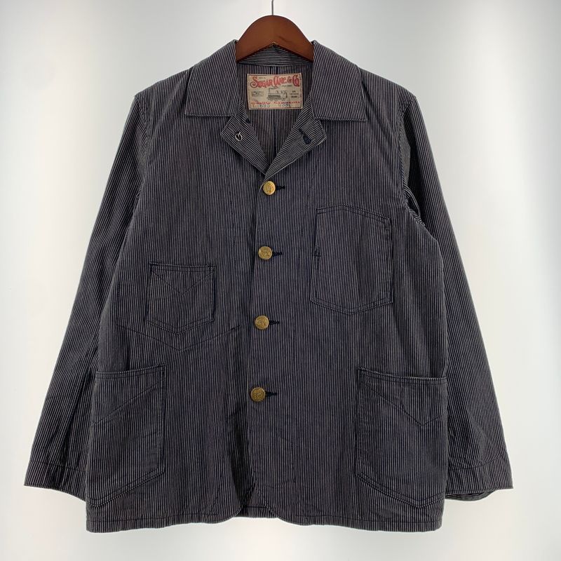 【中古品】 SUGAR CANE シュガーケーン COVERALLS LOT695 カバーオール ライトアウター ワークジャケット デニム ヒッコリー 【145-260705-ko-05-tei】