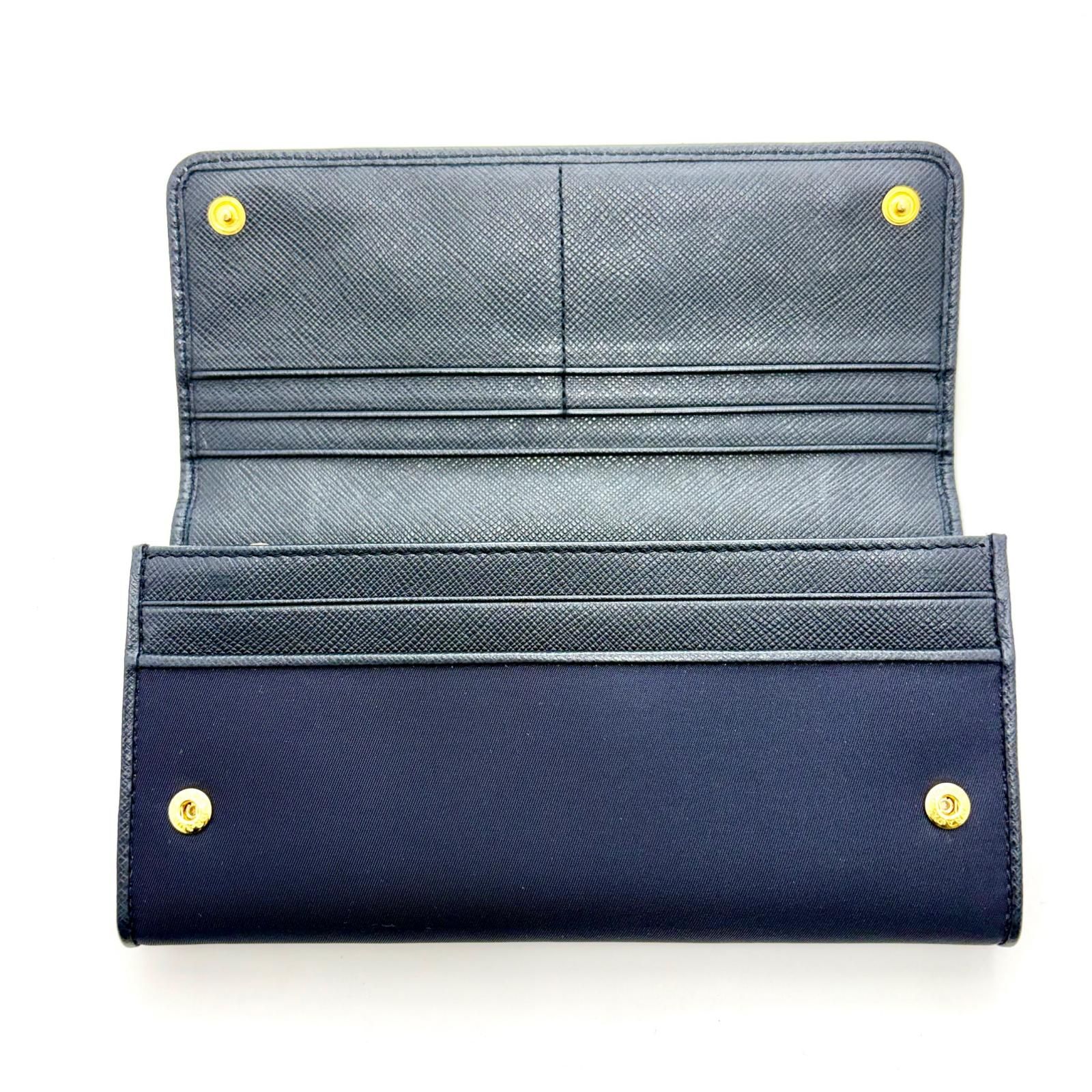 PRADA プラダ バッグ 二つ折ZIP長財布 ネイビー ナイロン/サフィアーノ