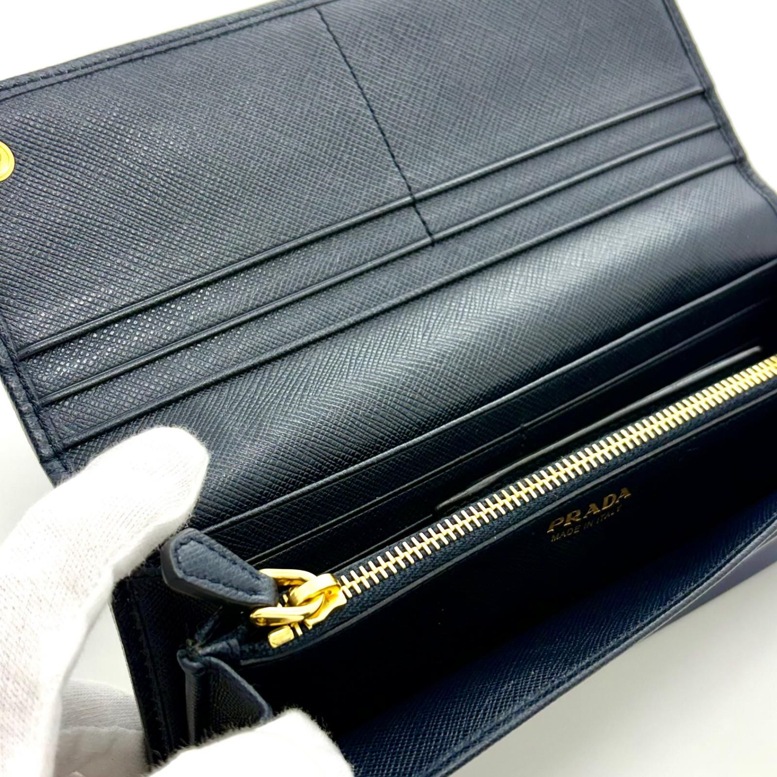 【itさん専用】PRADA ナイロン財布（中古） PRADA プラダ バッグ 二つ折ZIP長財布 ネイビー ナイロン/サフィアーノ