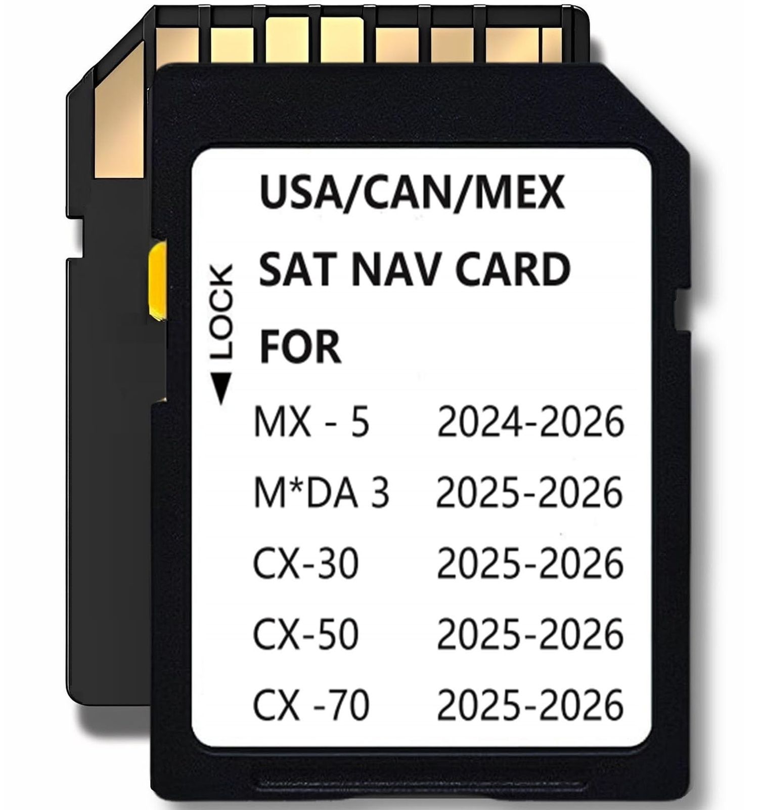 2025ナビゲーションメモリーカード、GPSマップメモリーカード。マツダ3(2025)、MX-5(2024)、Cx-30(2025)、Cx50(2025)、2025 CX50ハイブリッド、Cx70(2025)、USA/CAN/M [ブラック-MZD2425。]