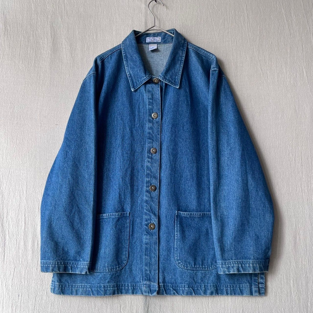 90s USA vintage デニム カバーオール / XL コットン インディゴ ワーク ジャケット ビンテージ O6-06023-9475