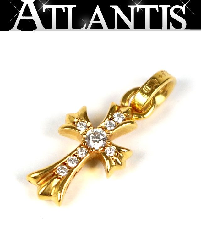CHROME HEARTS 銀座店 クロムハーツ インボイス付き 22K ベイビーファットクロスチャーム パヴェダイヤ ペンダント メンズ ゴールド 103721 CHROME HEARTS 銀座店 クロムハーツ インボイス付き 22K ベイビー