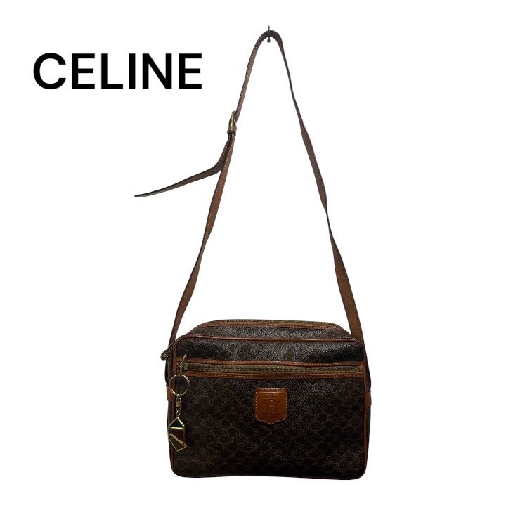 美品】CELINE セリーヌ マカダム トリオンフ レザー ショルダーバッグ