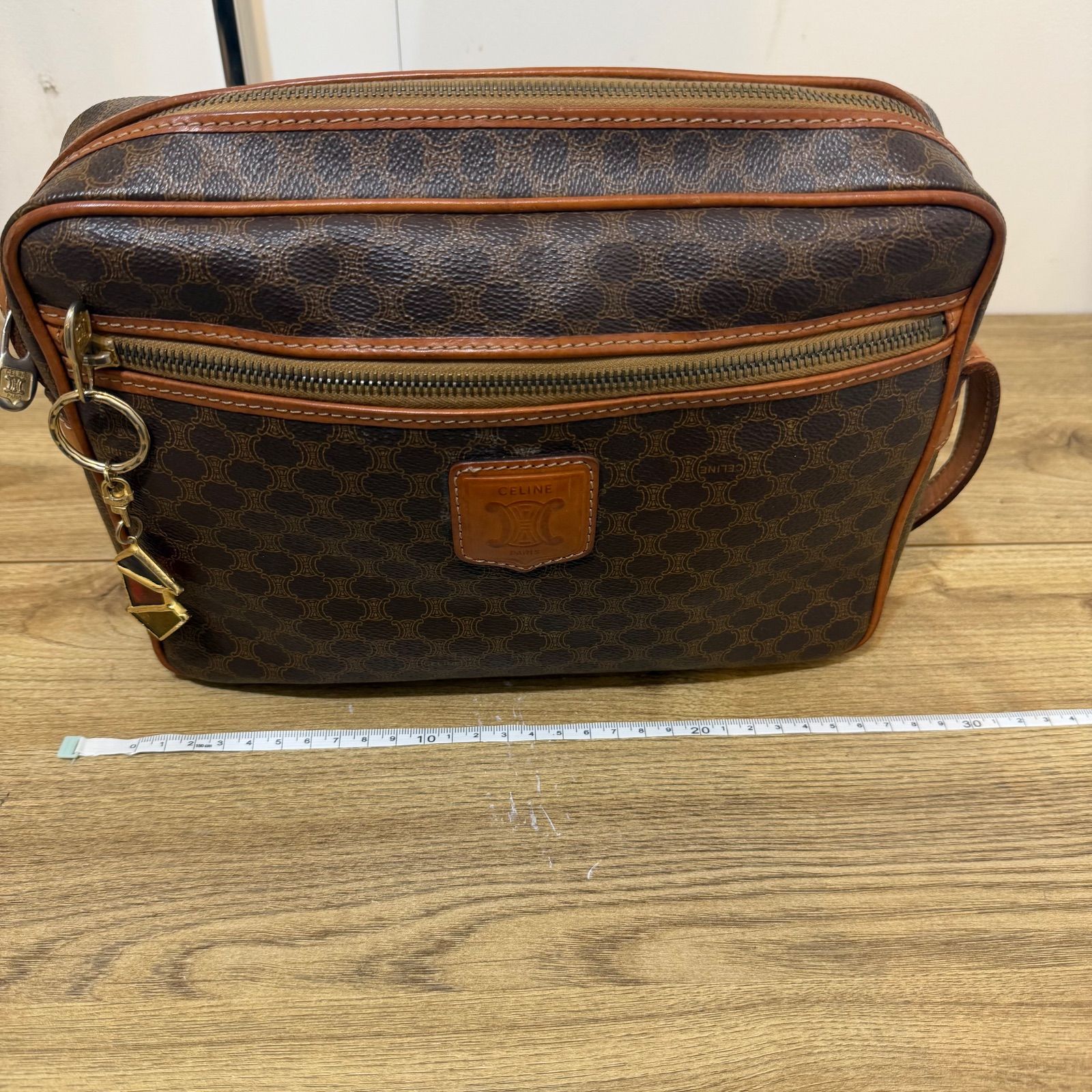 美品】CELINE セリーヌ マカダム トリオンフ レザー ショルダーバッグ