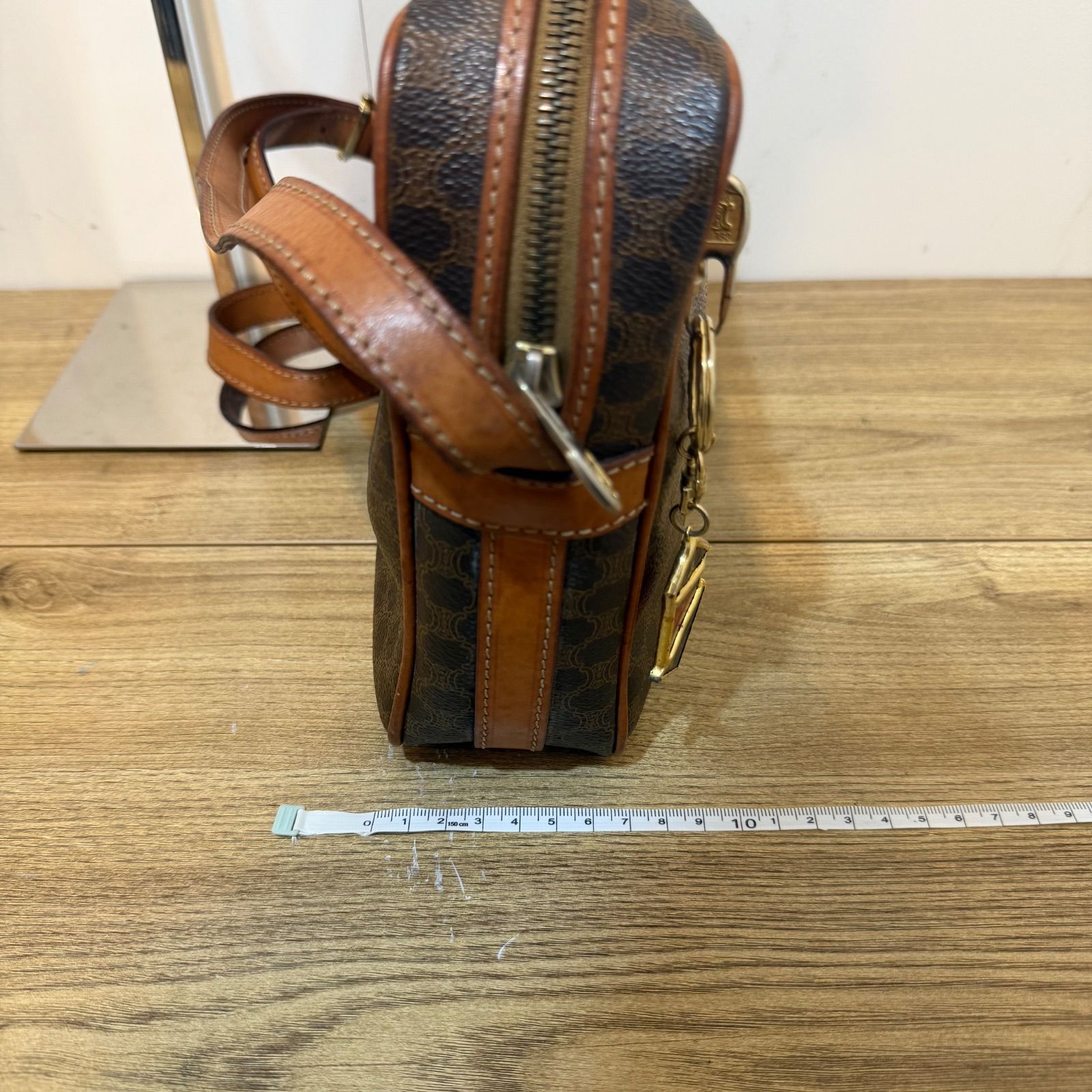 美品】CELINE セリーヌ マカダム トリオンフ レザー ショルダーバッグ