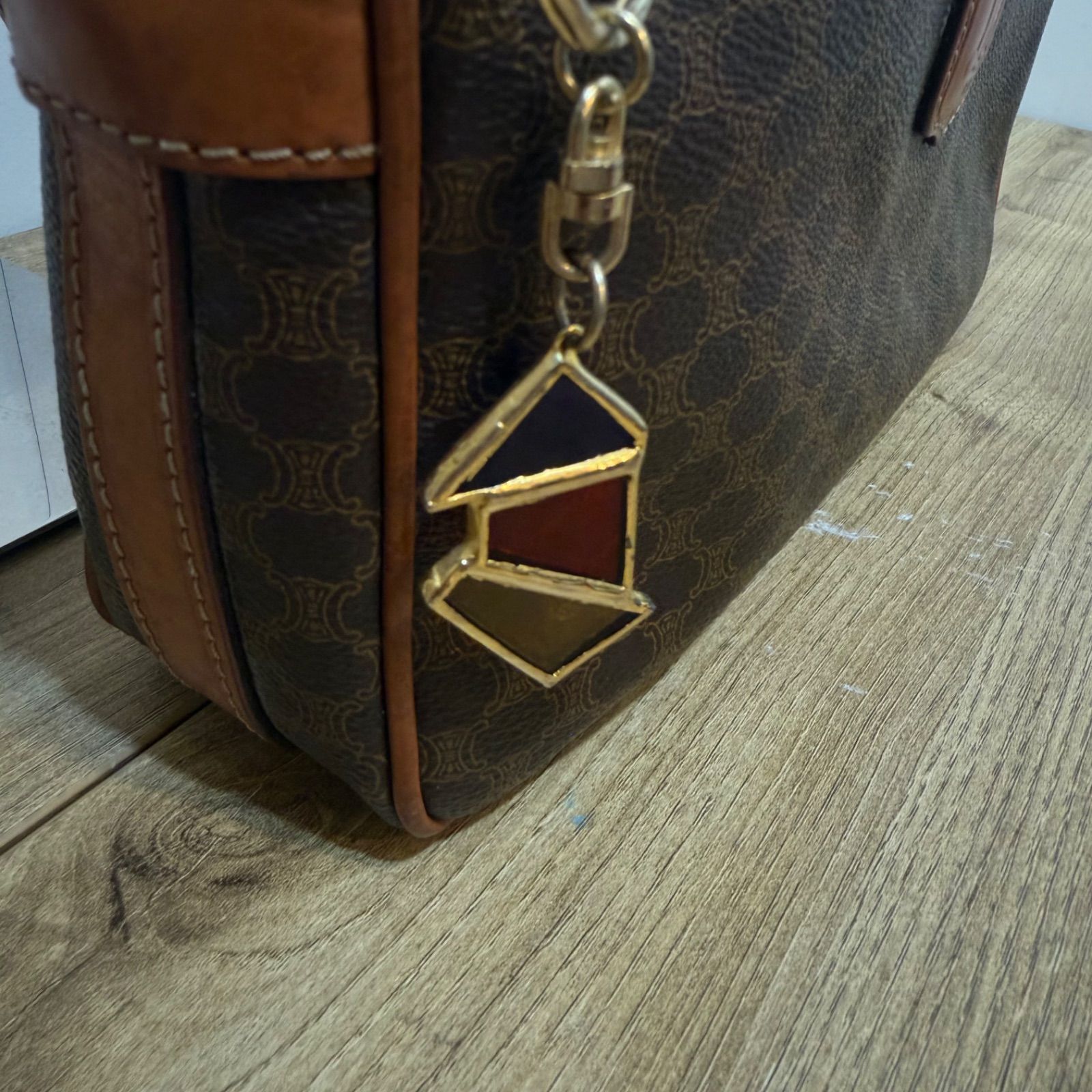 美品】CELINE セリーヌ マカダム トリオンフ レザー ショルダーバッグ