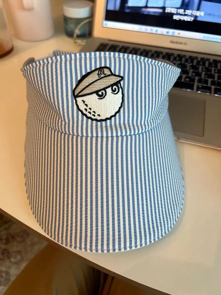 ゴルフボール 刺繍 ストライプ サンバイザー サンキャップ