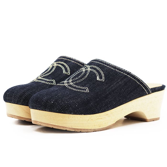 CHANEL デニムサンダル 極美品】CHANEL シャネル サボ サンダル デニム サイズ 35 レディース