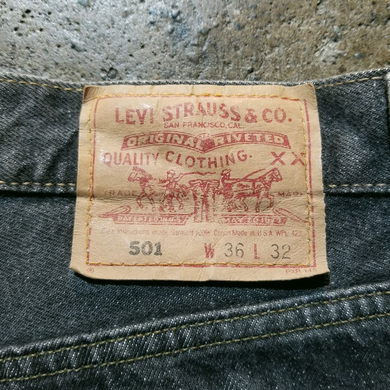 LEVI'S 90s 501-0658 先染め ブラックデニム W36 USA製 ボタン裏522