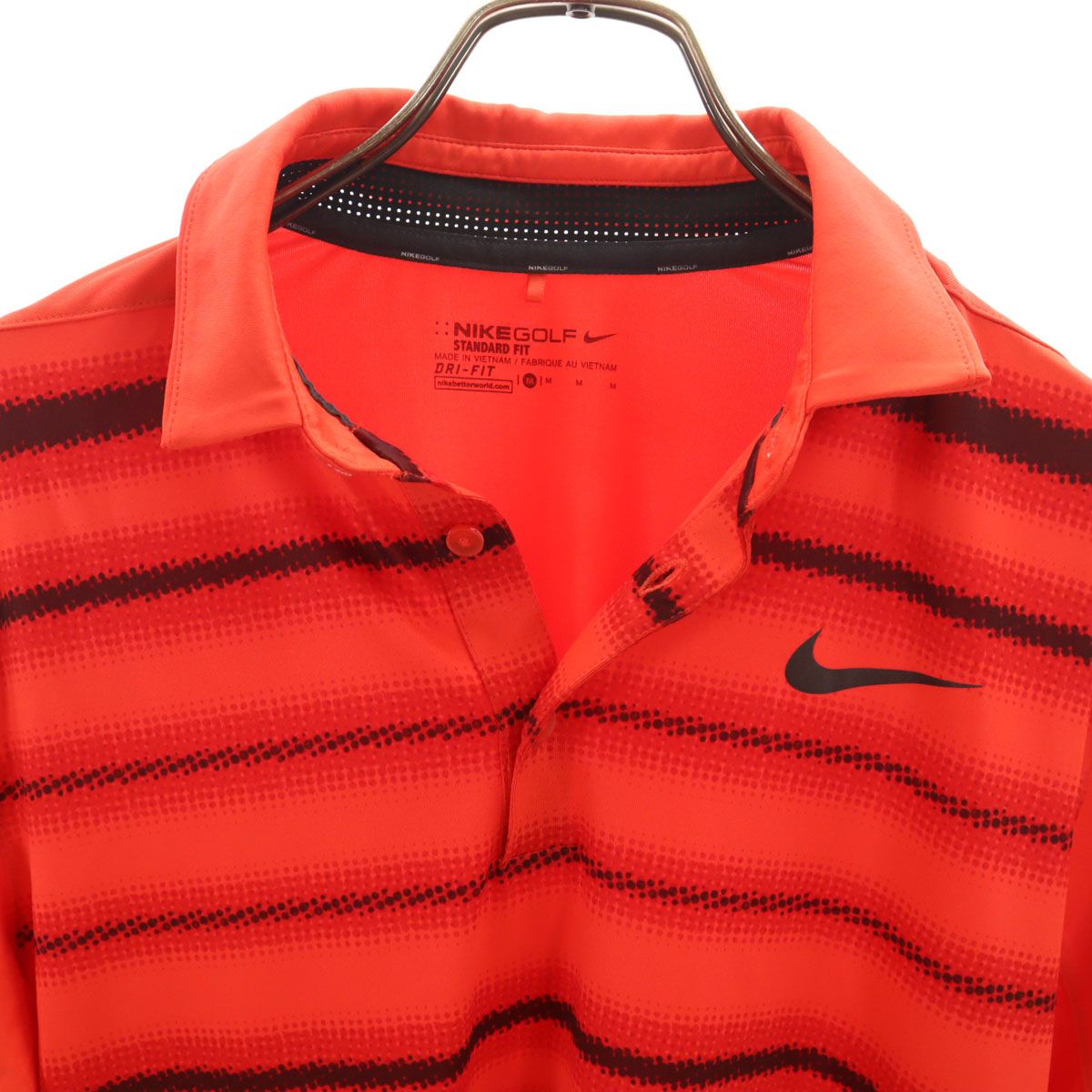 NIKE GOLF ナイキゴルフ ボーダー柄 半袖 ポロシャツ M レッド メンズ
