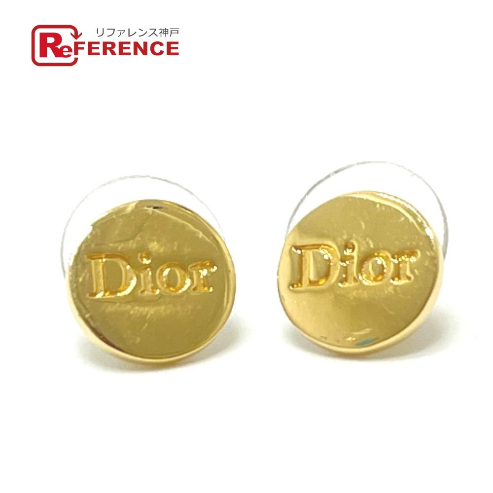Dior ディオール ピアス ロゴ ラウンド メタル ゴールド - メルカリ