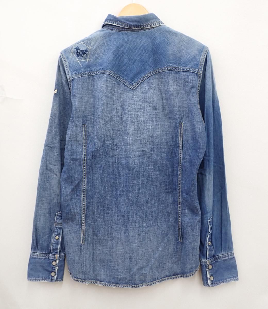 ☆8627☆TMT ティーエムティー L/SL CRAZY CRUSH DENIM SHIRT