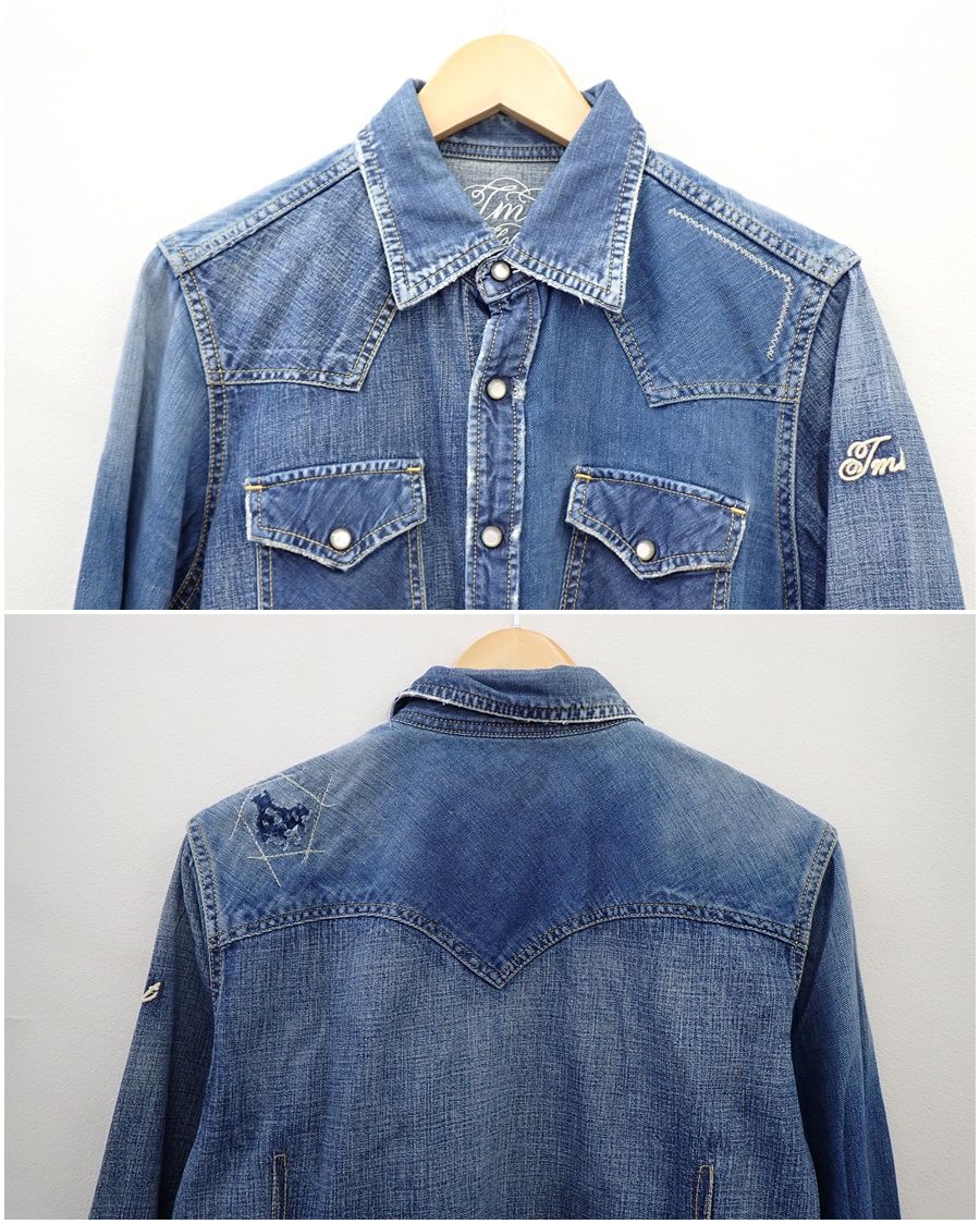 ☆8627☆TMT ティーエムティー L/SL CRAZY CRUSH DENIM SHIRT