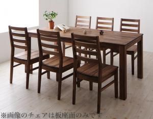 ダイニングセット（テーブル&チェア） 総無垢材ワイドダイニング 6人 7点セット(テーブル+チェア6脚) ウォールナット 板座×PVC座 W180 146,280円
