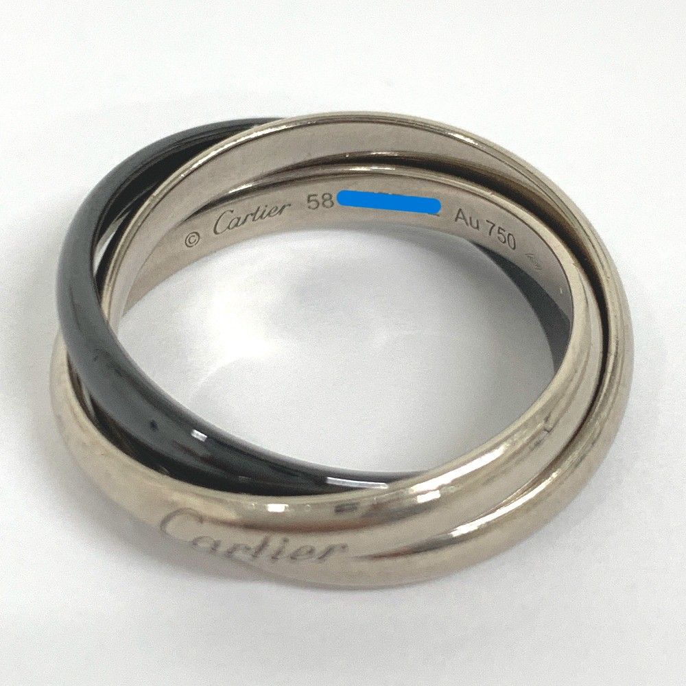 カルティエ リング・指輪 トリニティリング クラシック K18WG セラミック #58 IT339531 中古 IT339531 カルティエ リング・指輪 トリニティリング クラシック K18WG