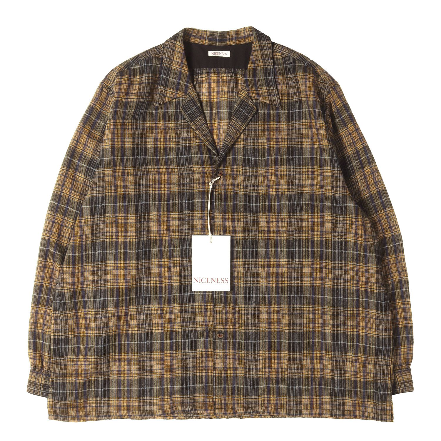 新品】NICENESS ナイスネス シャツ イエロー サイズ:L 26SS チェック