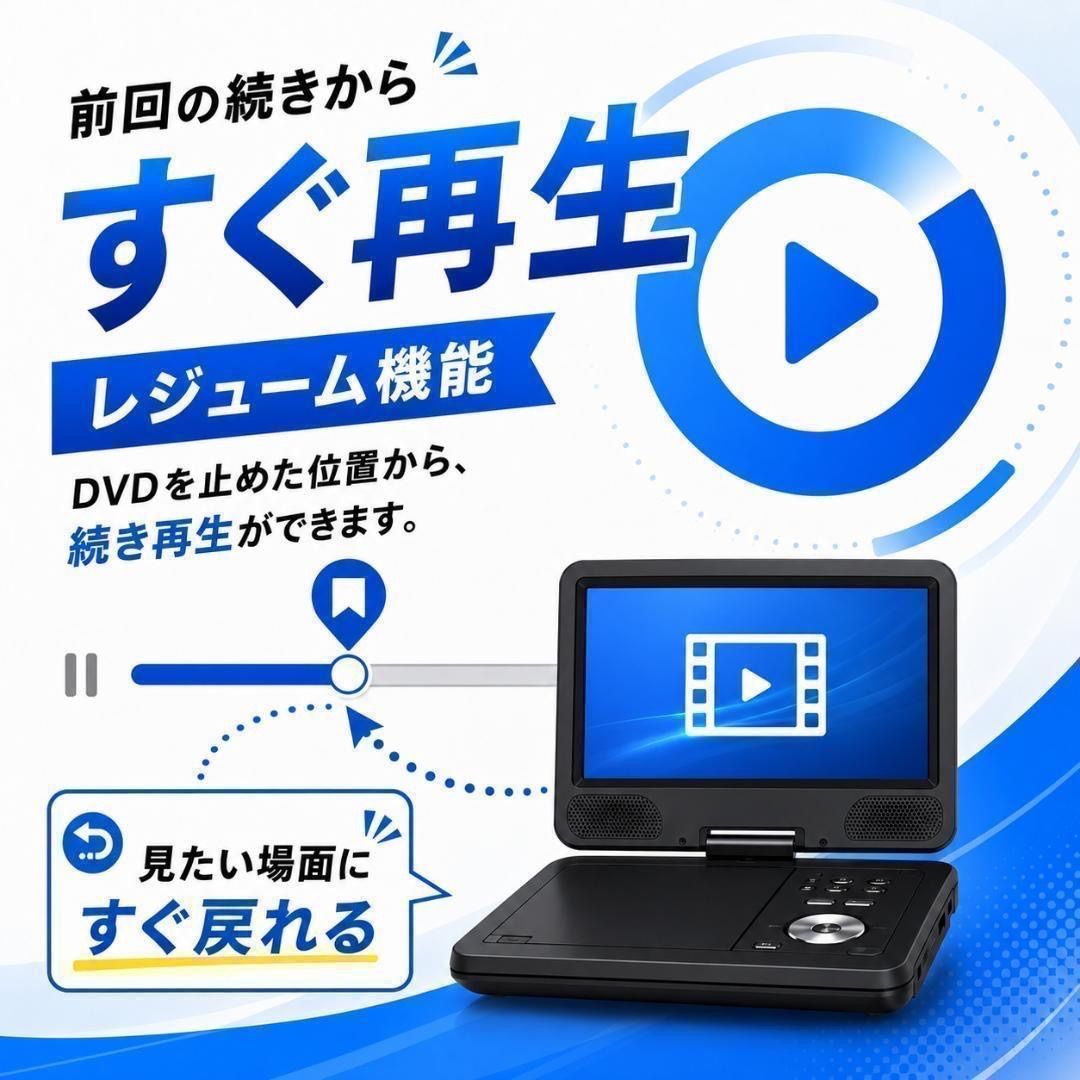 新品 未使用 未開封品 ポータブル DVDプレーヤー 10インチ 持ち運びに