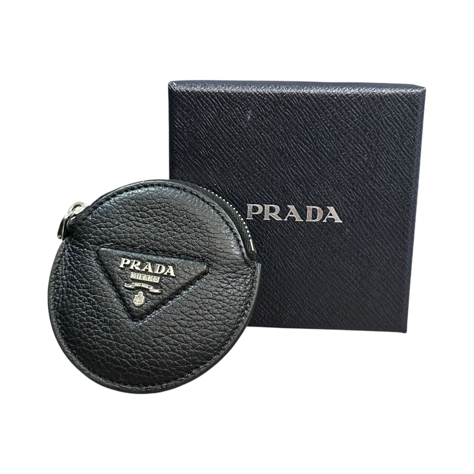 PRADA(プラダ) Vitello Daino Leather Round Coin Purse ヴィッテロダイノレザー コインケース 1MM006 ブラック 財布