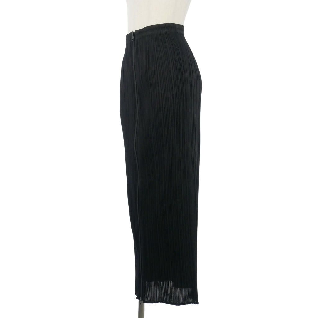 プリーツプリーズ　イッセイミヤケ ブラック ロングスカート プリーツプリーズ PLEATS PLEASE イッセイミヤケ フロントジップ