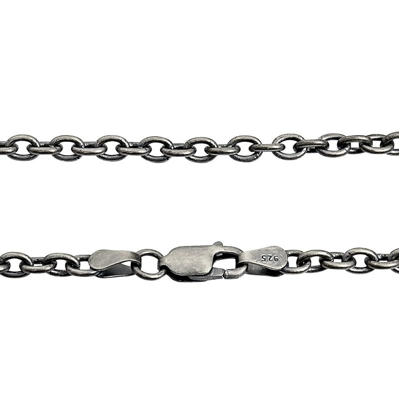 シアーズ] あずき 燻し チェーン ネックレス シルバー sv 925 幅 3.5mm