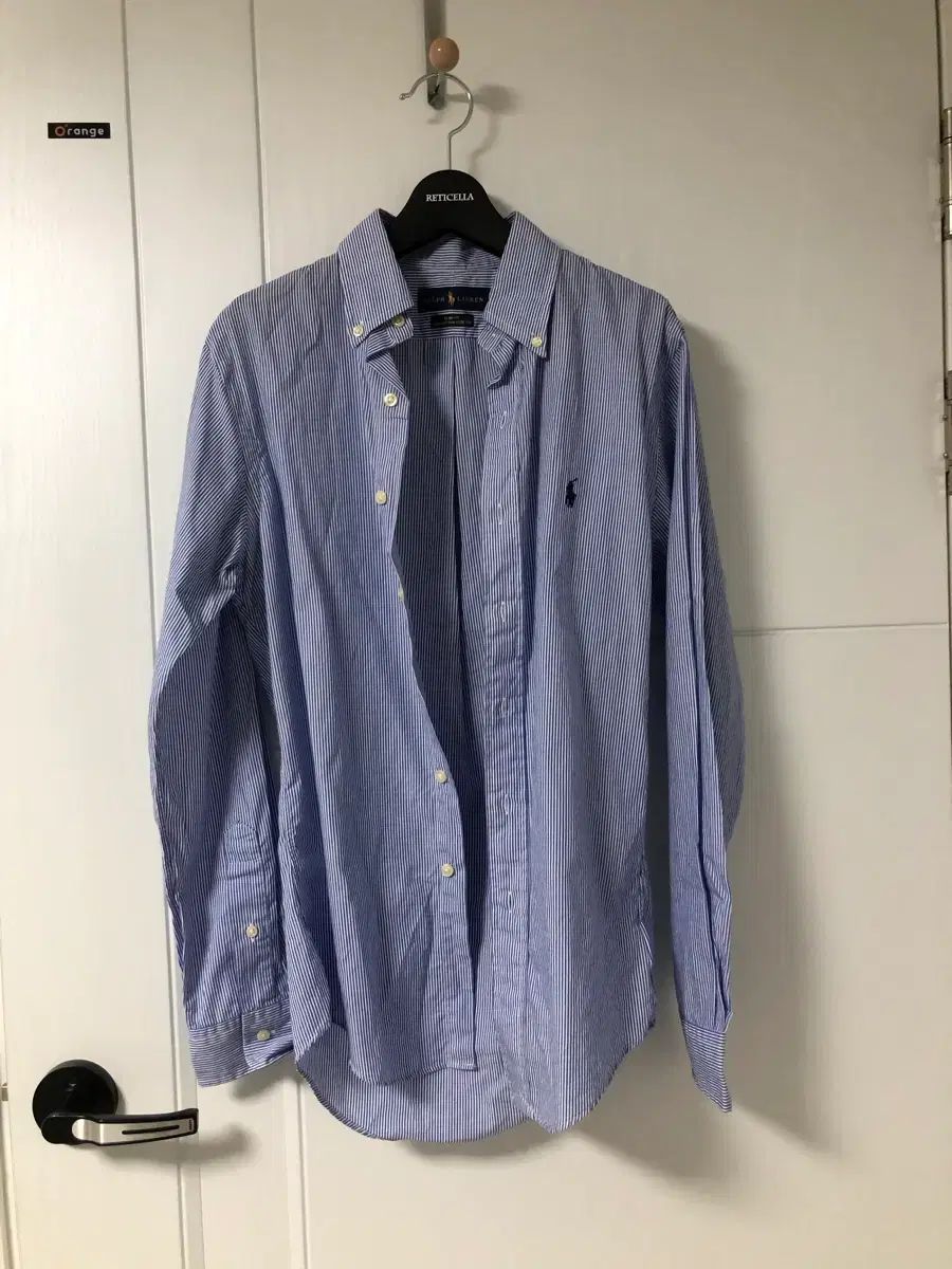 正規品 POLO RALPH LAUREN ブルー ストライプ シャツ スリムフィット xs
