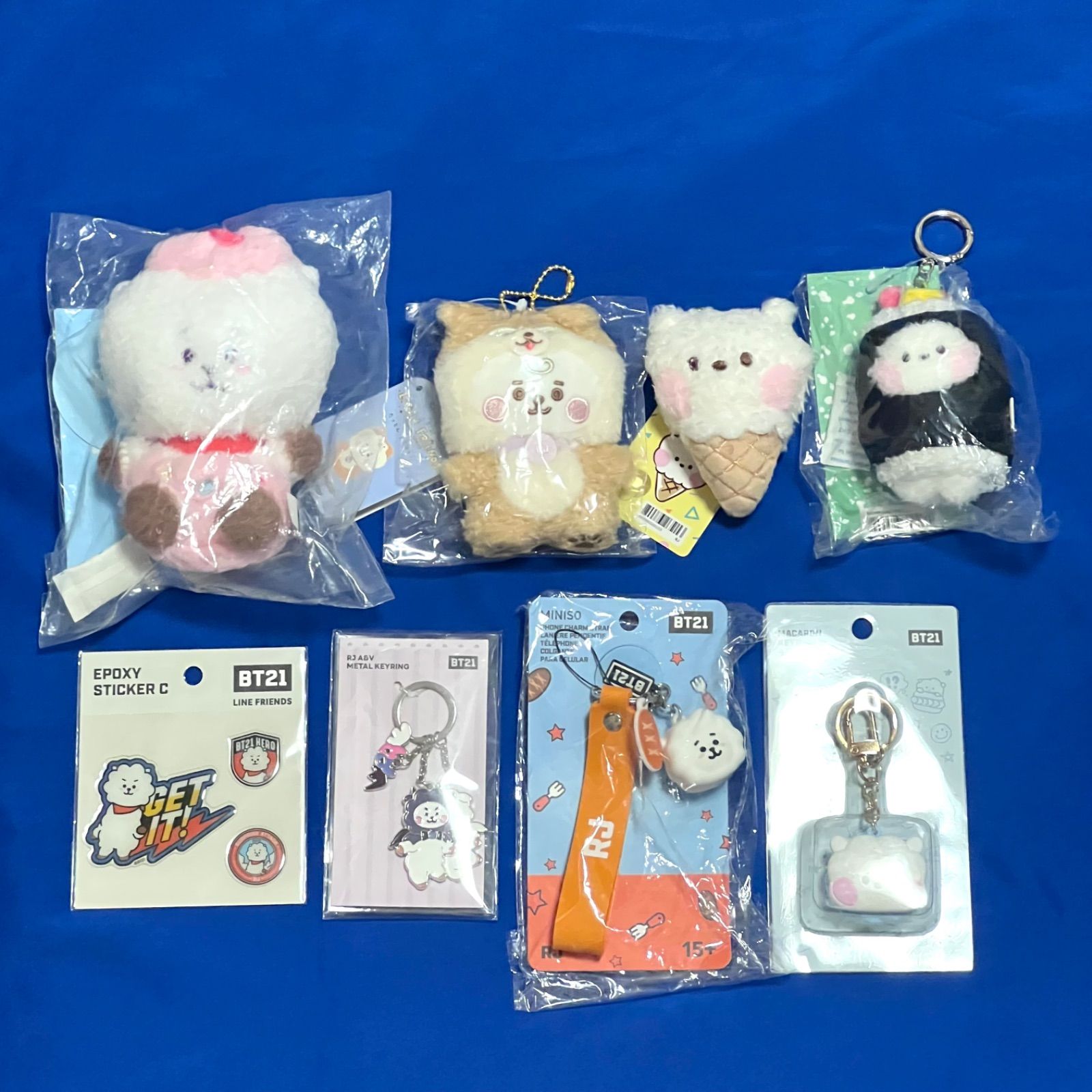 現状品】 BT21 RJ マスコット ぬいぐるみ キーリング ステッカー 等 8