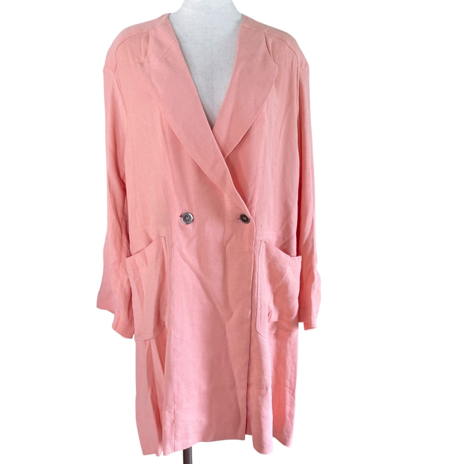 MM6 Maison Margiela チェスターコート ピンクベージュ 36 イタリア製 Maison Margiela MM6 リネン混 チェスターコート オーバー