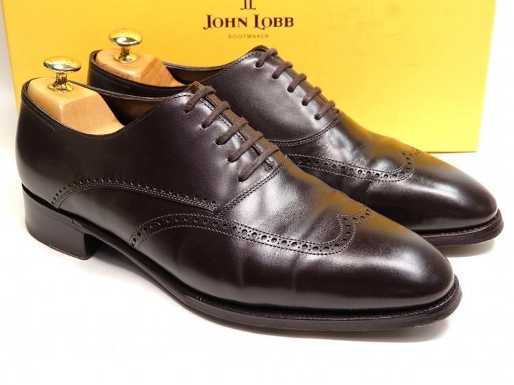 862 / 0702 美品 ジョンロブ HUTTON ダークブラウン カーフ 7EE #7000