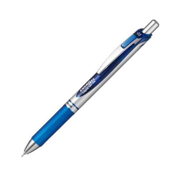 (まとめ) ぺんてる ゲルインクボールペン ノック式エナージェル 0.5mm 青