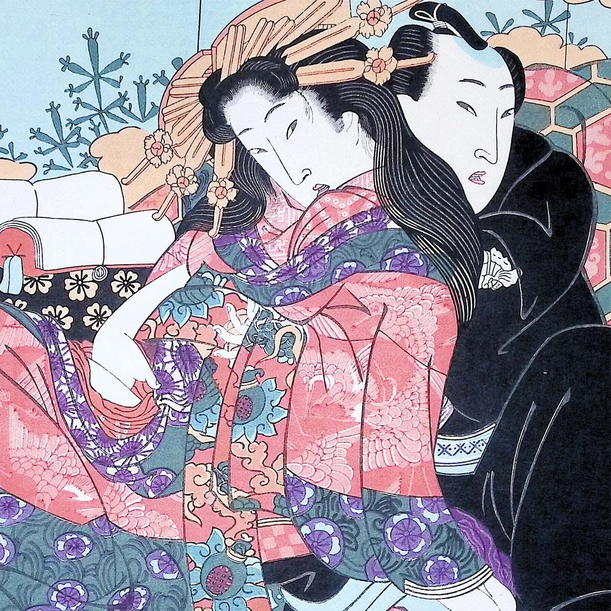 溪斎英泉 ふたつ枕 あぶな絵十二帖 第4図 人物画 浮世絵 美人画 春画