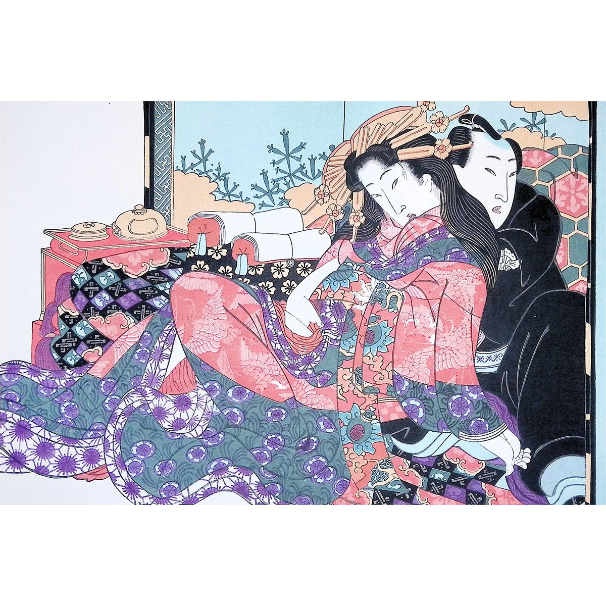溪斎英泉 ふたつ枕 あぶな絵十二帖 第4図 人物画 浮世絵 美人画 春画