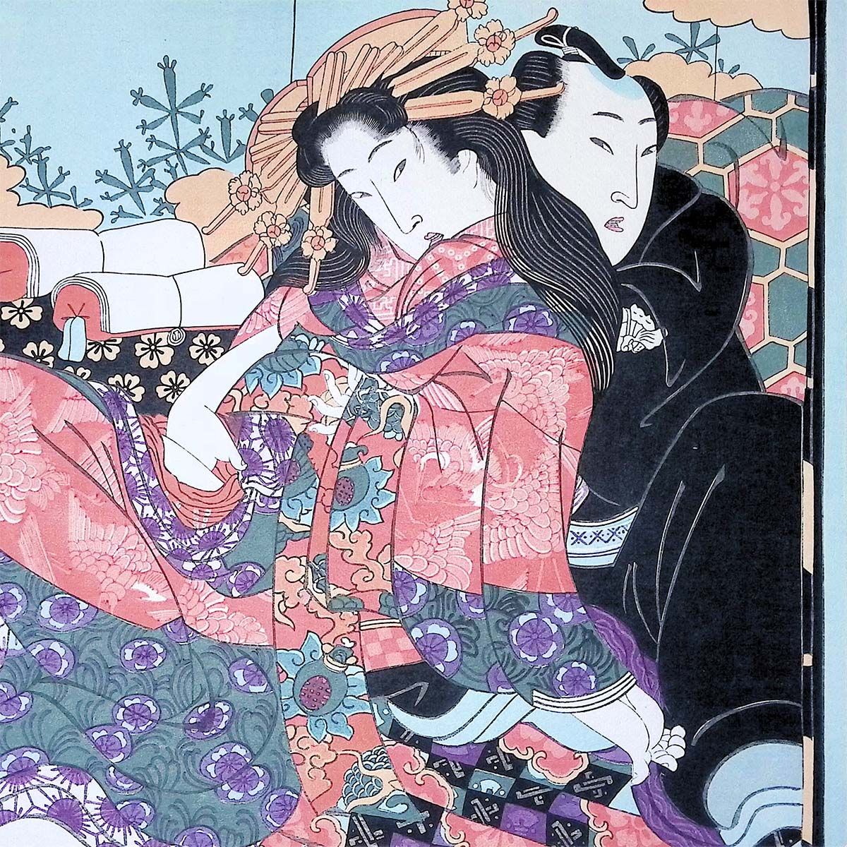 溪斎英泉 ふたつ枕 あぶな絵十二帖 第4図 人物画 浮世絵 美人画 春画
