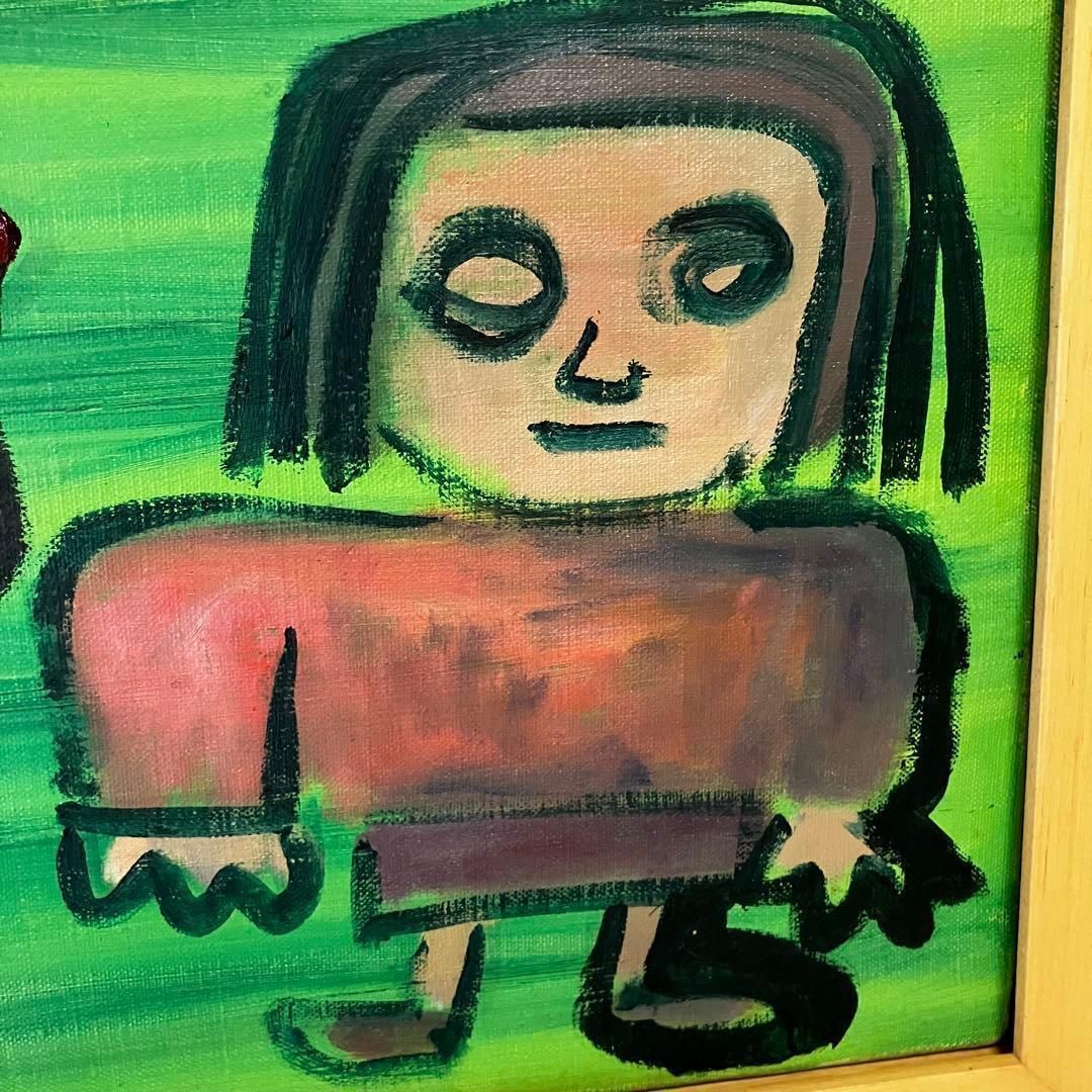 一点物】色むらの木 油彩画 57.5×50cm 額装済 現代アート ポップアート