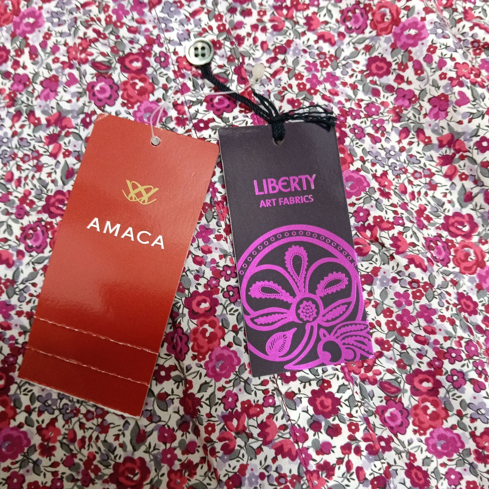 AMACAアマカ 花柄 半袖 シャツ ワンピース 38 M相当 タグ付き - メルカリ