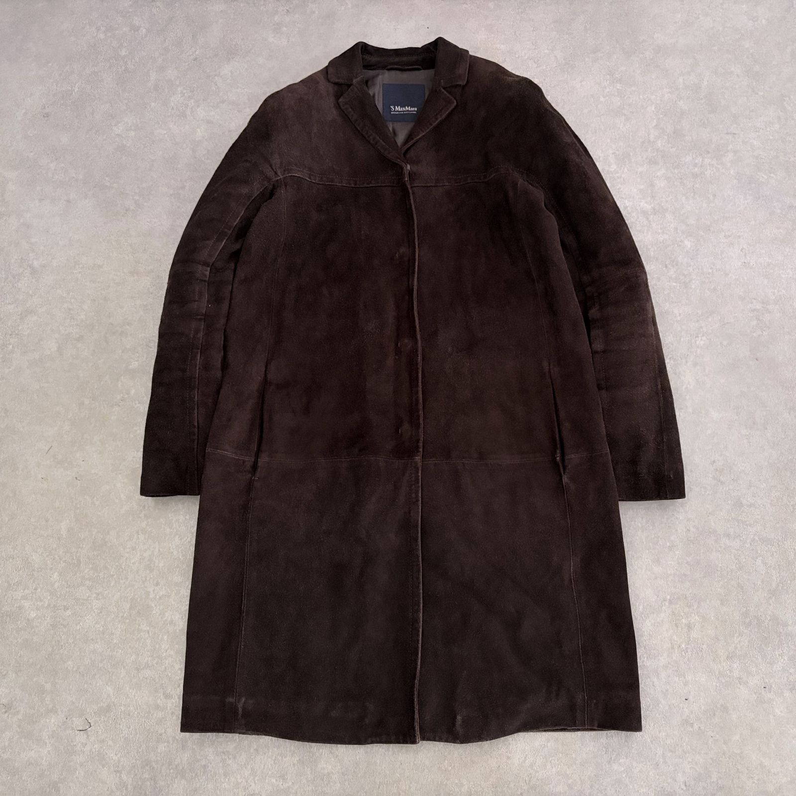 S' MaxMara 高級山羊革 ゴートレザー スウェード コート マックス