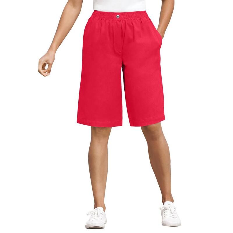 ウーマン ウィズイン レディース ボトムス ハーフパンツ・ショーツ プラスサイズ ショートパンツ コットン デニム Woman Within Plusize 7Day ElasticWaist Pul