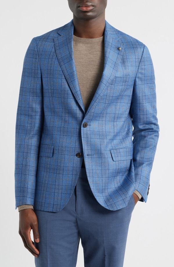 ジャックビクター メンズ アウター ジャケット・ブルゾン ウール Jack Victor Midland Contemporary Fit Blue Plaid Wool Sport Coar Blu