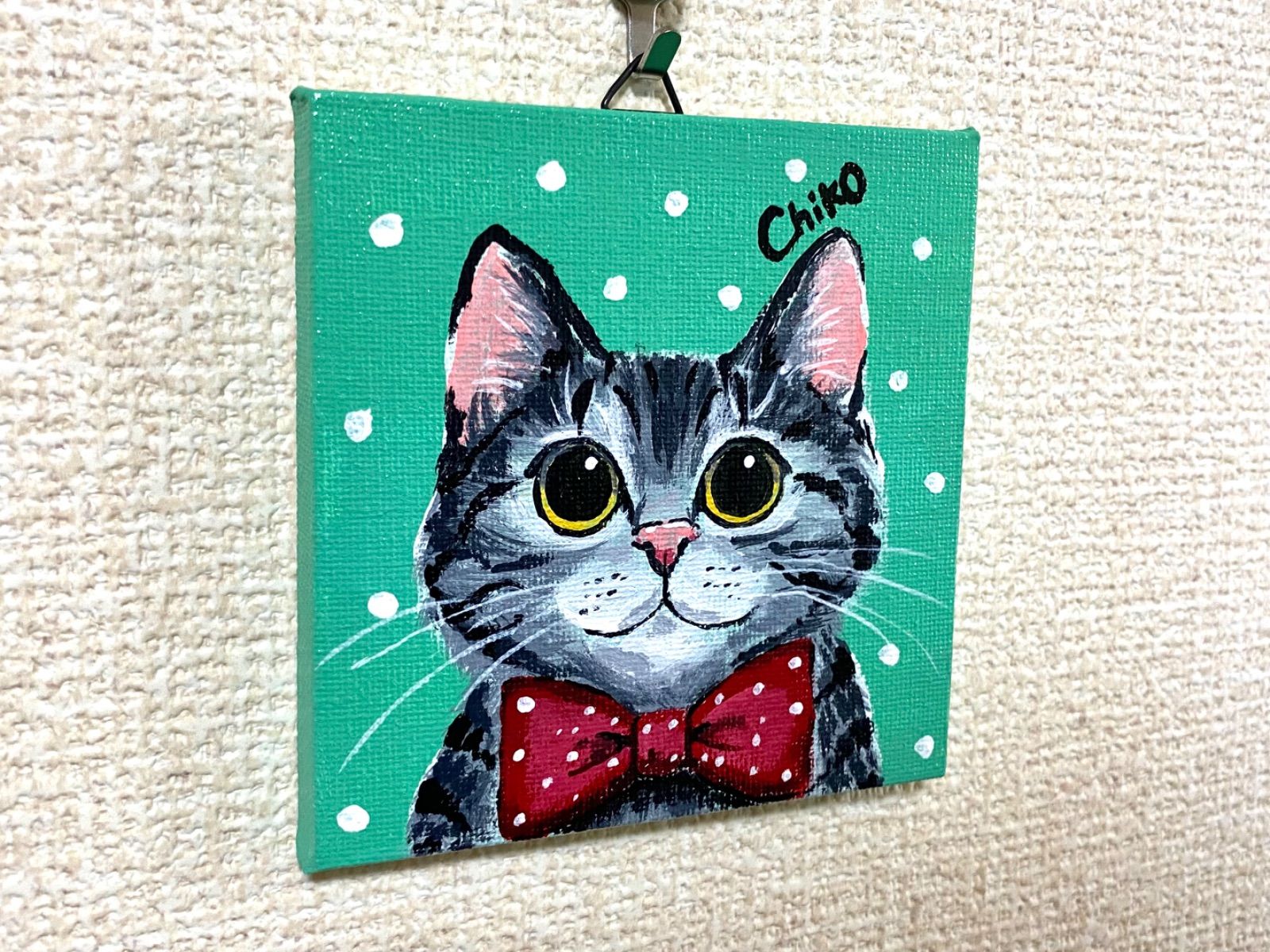 猫ちゃんとインコちゃん　アクリル画 猫 ミニキャンバス アクリル画 - メルカリ