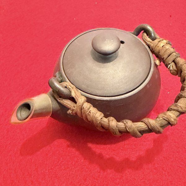 ミニ急須 3点 まとめ 鉄瓶 鉄器 あられ紋 茶器 煎茶道具 紫泥 籐巻き